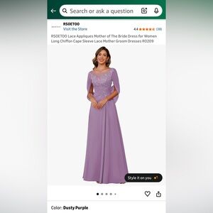 Dusty Purple Maxi Dress with Lace Detail and Corset Back
